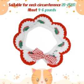 1 PCS Strawberry Dog Collar Cat Crochet Collar Kitten Cute Cat Strawberry Collars Crochet Pet Scarf Knitted Handmade Knitting Breakaway Kitten Collars Adjustable Knitted for Girl Cats Puppies (Red)