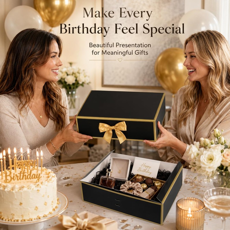 Joyvera 12 Pack Black Gift Boxes with Lids, 12 x