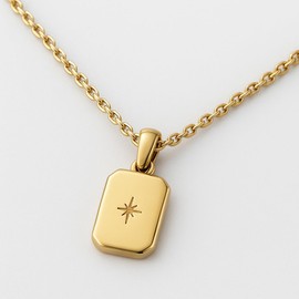 North Star Pendant Necklace for Women – Dainty Rectangular Charm Necklace – Minimalist Gold Jewelry for Everyday Wear or Elegant Gift