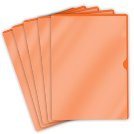 Doctor Stuff - 100 Pack L-Type Vinyl Plastic File Folders Letter Size, Orange Pocket Project Folders Clear Front, Documents Holder for Home, High School, Office and Medical Files