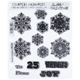 Stampers Anonymous Tim Holtz Cling Rubber Stamp Set, 7" by 8.5", Mini Weathered Winter