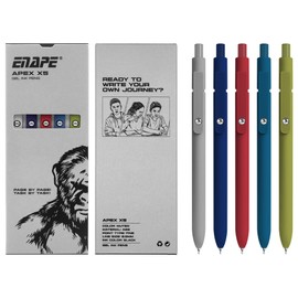 ENAPE® Apex x5 Gel Pens, 5 Pack 0.5mm Japanese Black Ink Fine Tip Smooth Writing Pens High-End Series Pens for Diary Notes Cute Office School (5)