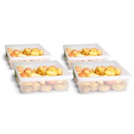 Novaliv 4 x Fridge Organiser, 30.5 x 7.5 x 22 cm, BPA-Free Kitchen Organiser, Made in Germany, Storage Chamber Organiser, Food-Safe Storage for Kitchen, Laundry Room, Organiser System, Fridge Compartment