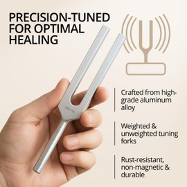 Tuning Forks Set for Healing – 128Hz 256Hz 384Hz Weighted Sound Therapy Tools for Chakra Balance Wellness Relaxation Body Massage with Activator Mallet and Storage Case