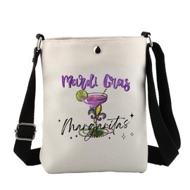 JYTAPP Happy Mardi Gras Gifts Mardi Gras Margarita Wine Crossbody Bag Mardi Gras Drink Party Cocktail Lover Gift (beige)
