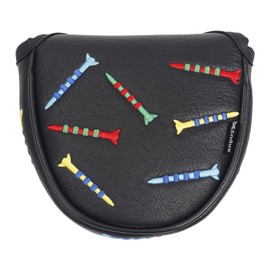 Andux PU Striped Tees Pattern Putter Cover Golf Putter Head Covers (Semicircle, Black)