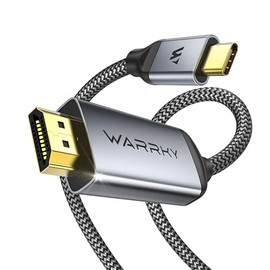 WARRKY Cable USB C a HDMI 4K 60Hz [antiinterferencia, conectores chapados en oro] Cable HDR de aluminio tipo C a HDMI 2.0, Thunderbolt 3/4/5 compatibl
