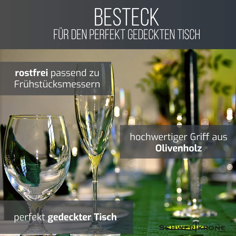 Schwertkrone Dinner Fork Olive Wood 18/10 Stainless Steel