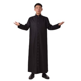 BLESSUME Cassock Robe Priest Chasuble Pulpit Clergy Vestments (XL, Black)