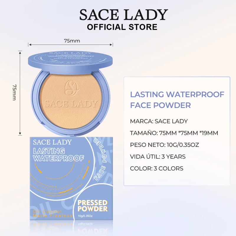 Sace Lady Base De Maquillaje Mate Polvo + Máscara 2pcs