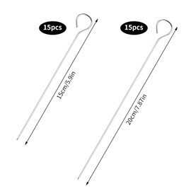 Dokeno Roulade Needles, 30 Pieces Stainless Steel Kebab Skewers, Reusable Skewer Sticks, High Quality Barbecue Skewers, Kebab Skewers for Roulade Skewers, Seafood and Vegetables, Silver (20 cm and 15