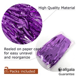 Allgala 2-Pack 29x108 Inch Metallic Foil Fringe Tinsel Table Skirts for Party Event Decoraton-Purple-BD52808