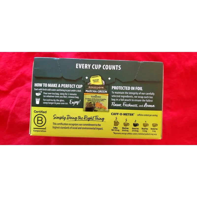 BIGELOW 2 PACK BIGELOW MATCHA GREEN WITH TURMERIC (18 BAGS