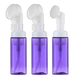 Owlyee 2oz Foam Bottle (3PCS) with Brush, Empty Foaming Pump Dispenser for Hand Soap, Lash Cleanser, Shampoo to Travel (60ml, Purple)