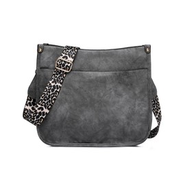 NICOLE & DORIS Women Crossbody Bags Large Shoulder Bag PU Leather Ladies Messenger Bag Multi Pockets Handbags Satchel Bag Hobo Bags for Travel Work Daily Use Grey