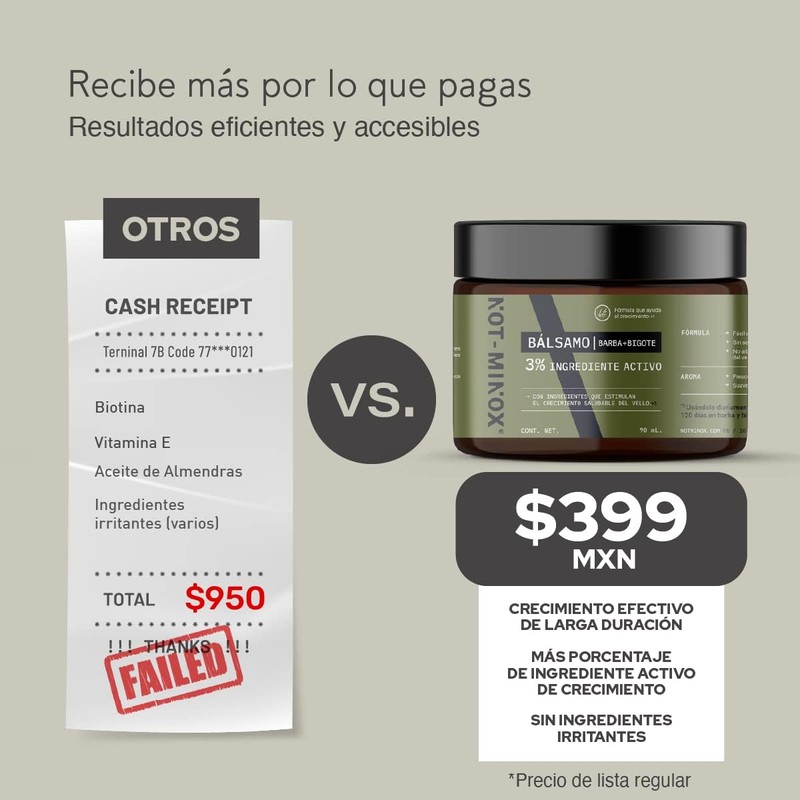 Balsamo para Crecimiento de Barba (Media o Huecos) y Bigote