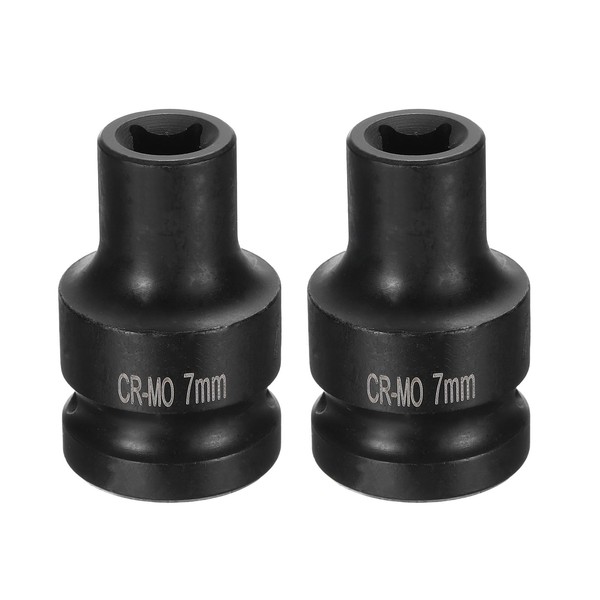 HARFINGTON 2pcs 4 Point Square Socket 1/2" Drive 7mm Metric