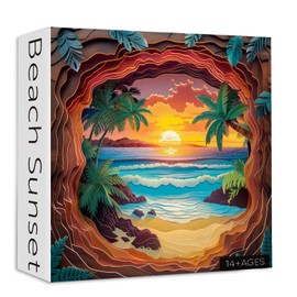 PICKFORU Beach Puzzles for Adults 1000 Pieces, Summer Sunset Puzzles Challenging Puzzle, Difficult Puzzle as Home Decor