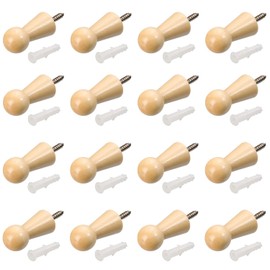 MroMax Natural Wooden Coat Hooks Wall Mounted Vintage Hat Rack Towel Hooks for Hanging Door Closet Bathroom Wooden Tone 20Pcs