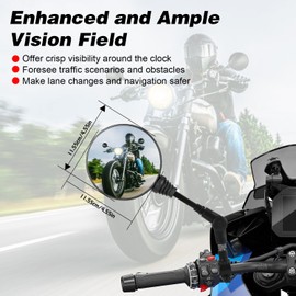 DZG ATV Motorcycle Rearview Mirrors Universal with Holder M8 M10 Screws 7/8" Handlebar End Mirrors Compatible with Moped Snowmobile Scooter E-Bike ATV, Pack of 2