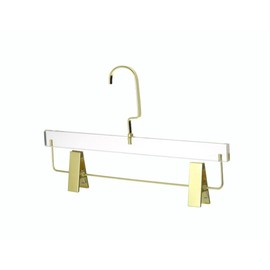 YBM Home Quality Acrylic Clear Skirt Hangers Made of Clear Acrylic for a Luxurious Look and Feel for Wardrobe Closet, Skirt Hangers Organizes Closet, Gold w/Flat Hook, 4108-1