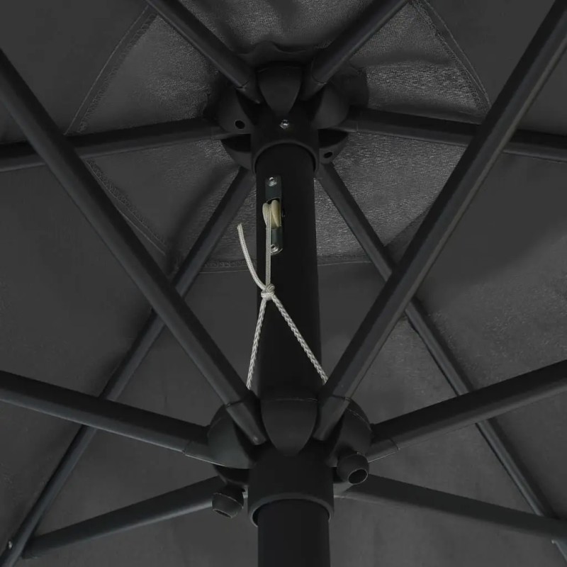 Anthracite Garden Parasol 106.3 In With Led Lights Aluminum Pole