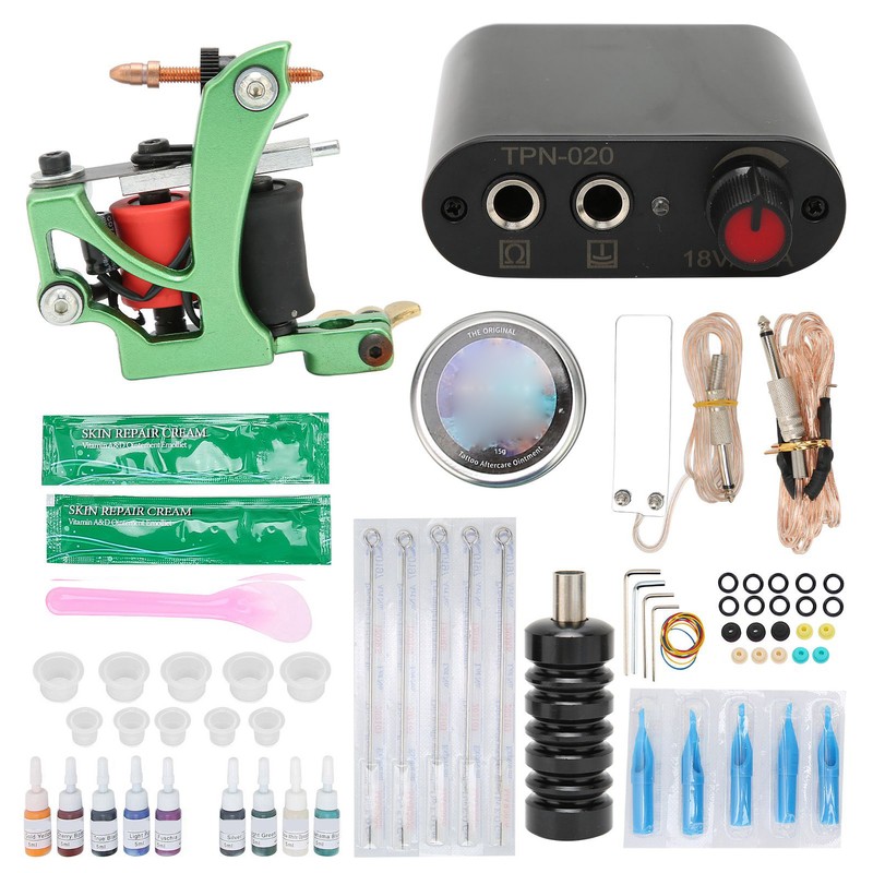Complete Tattoo Kit Professional Coil Tattoo Machine Power Supply Pen