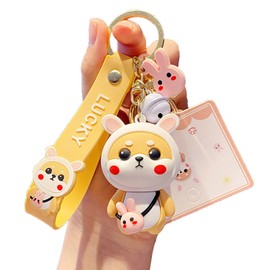 Shining crown Keychain for Women, Cute Keychain, Cartoon Shiba Inu Pendant Keychain, Bag Pendant, White, M, White