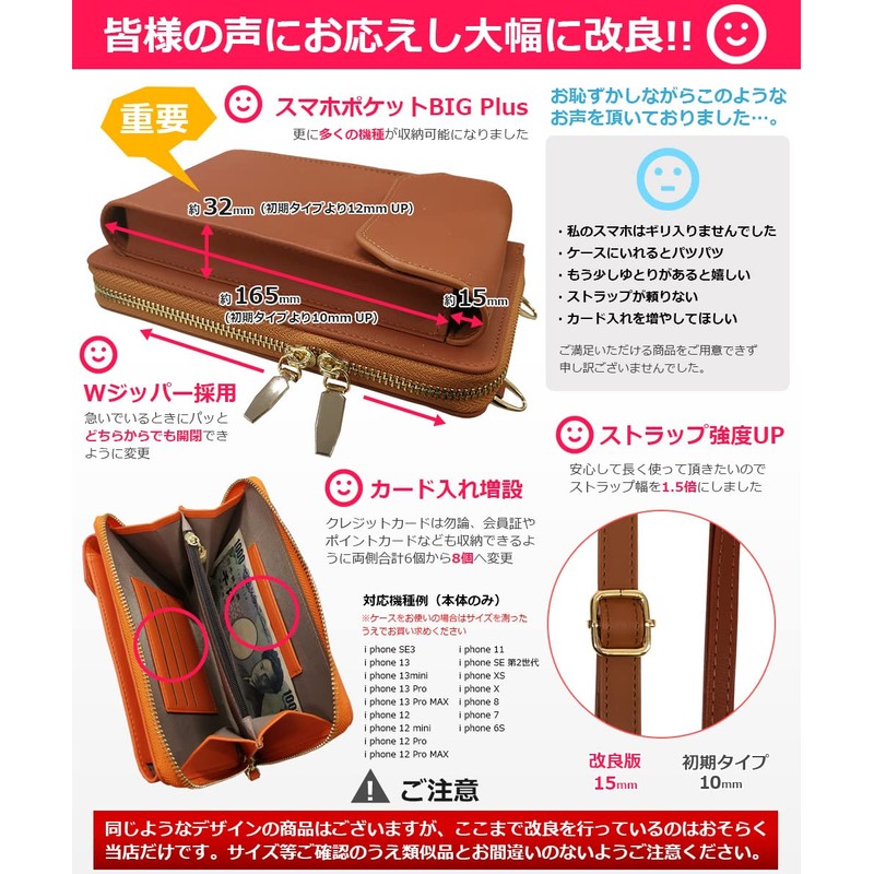 NEXUS SPITZE Wallet Pochette Shoulder Bag Smartphone Pouch Black, Black