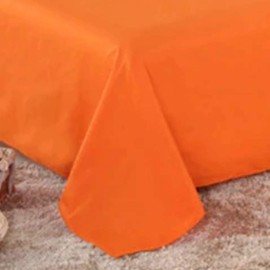 Amour Càlin Bedding Flat Sheet for Deep Fitted Mattress | Percale Quality | Easy Care, Affordable & Long Lasting PolyCotton Bed Sheet (Orange, King Size Bed Sheet)
