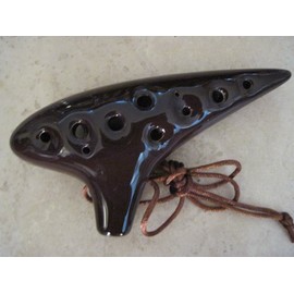 Utopia Glossy Dark Coffee Brown Ocarina Ceramic Soprano G - Easy to play Good for beginners.. Cool !!