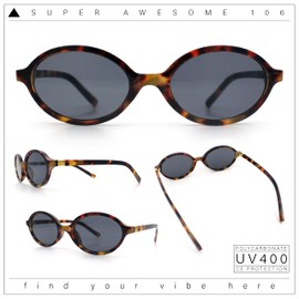 SA106 Retro Vintage Vibe Oval Hipster Boho Fashion Plastic Sunglasses Tortoise - Black
