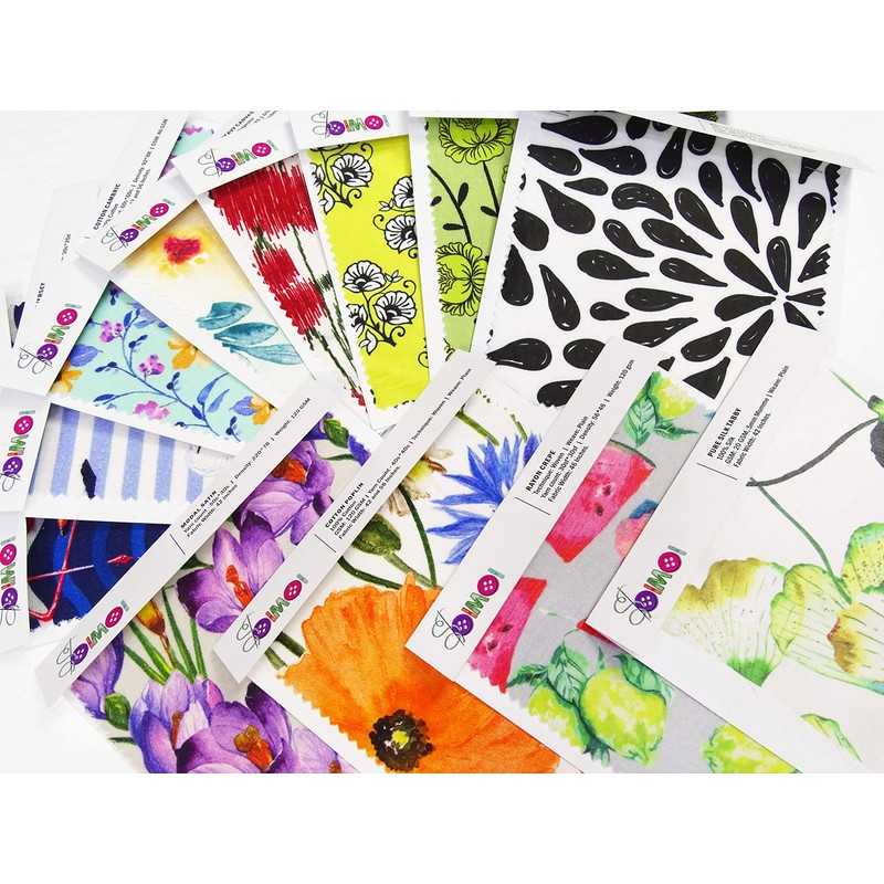 Soimoi Fabric Swatches Samples Bundle, Includes 32 Different Natural &