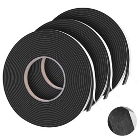 59Ft Foam Tapes Self Adhesive Foam Seal Strips 1/4In x 1/8In x 19.7Ft Each Roll Weatherstrips High Resilience Weather Stripping Door Foam Seals for Door Soundproofing, Window Insulation (3R, Black)