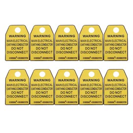 Electric Grounding Warning Tag,Earthing Alert Signs for Using with Ground Rods,Ground Box,Busbars Connection Terminal Points 10 Pack (10)