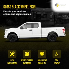 Trim Illusion Gloss Black Wheel Rim Cover Hubcaps 17 Inch Snap-On, Compatible with Ford F-150 2015-2020, Set of 4, WSK705-17BLK