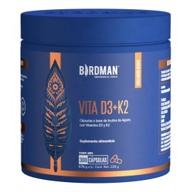 Birdman Vitamina D3 + K2 | Fórmula Limpia Sin Aditivos | 300 Porciones | 300 Cápsulas