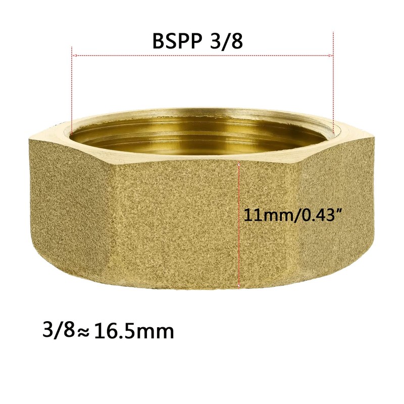 TA-VIGOR Brass Cap G3/8 Female Pipe Fitting Hex Compression Stop