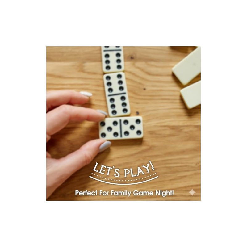 Double Six Professional Dominoes - White with Black Dots, Case