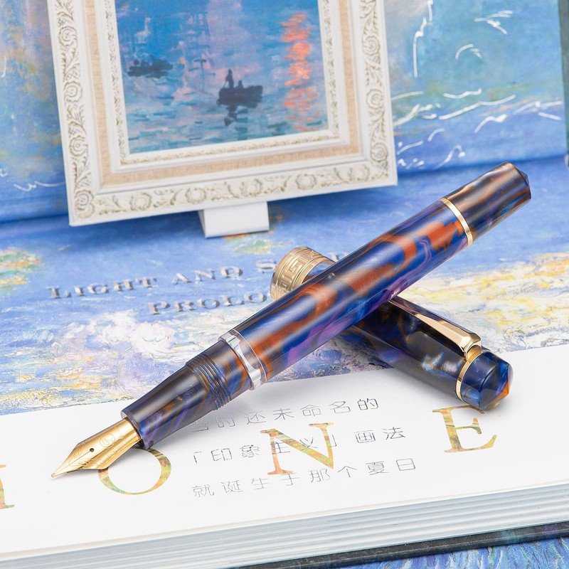 Asvine P20 Purple Resin Fountain Pen Piston Filling, Gold Plated
