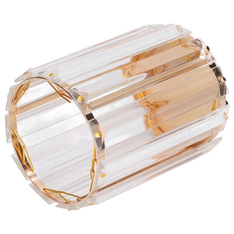 Cosmetic Brush Holder Transparent Glass Round Decorative Desktop Pen Storage
