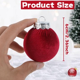 30Pcs Velvet Christmas Balls Christmas Tree Ornaments Velvet Balls Shatterproof Xmas Bulbs Decorations Set Green Red Ornaments Velvet Balls 2.36Inch for Xmas Holiday Party Indoor Decor