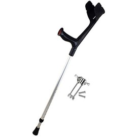 1 x Rebotec Soft Grip Walking Aid Made in Germany Forearm Crutch with Ice Claw (Colour: Black)