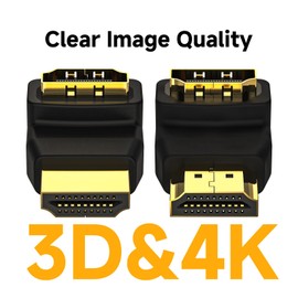 VCE HDMI 90 and 270 Degree Adapter 2-Pack, Right Angle HDMI Male to Female L Adapter Connector 3D&4K Supported