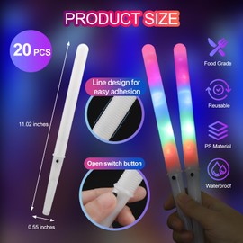 20 Pieces Cotton Candy Cones with LED Multi Mode Cotton Candy Sticks Reusable Flashing Glow Sticks for Christmas Party Amusement Park Birthday Party Supplies (20 PCS)