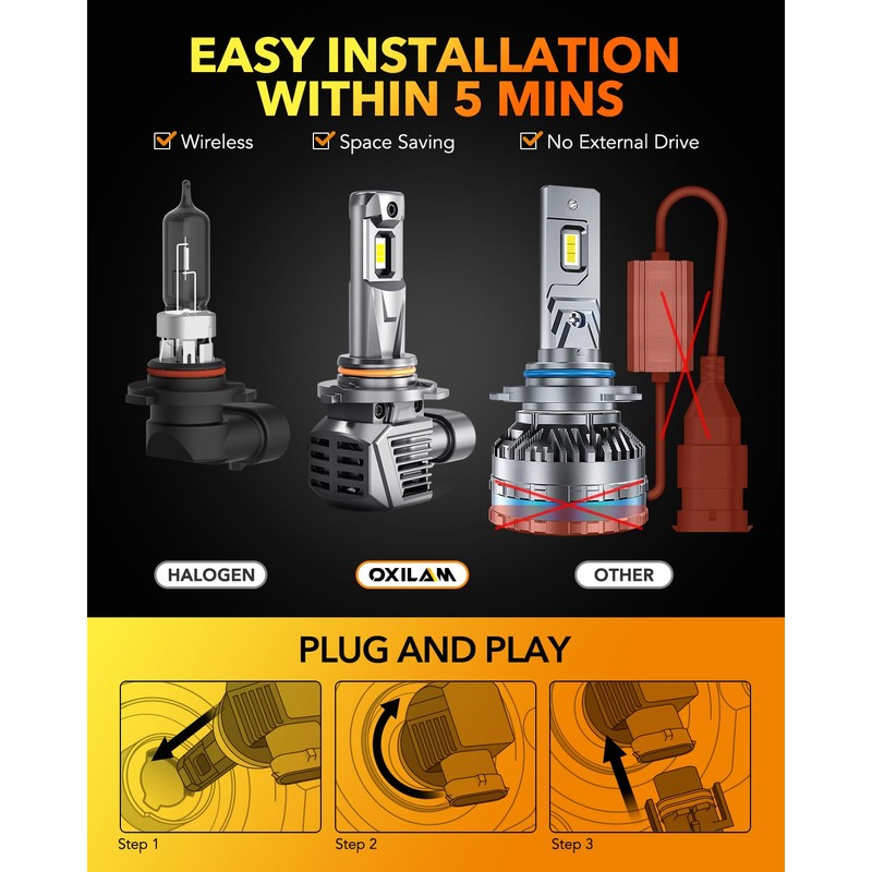 OXILAM M5S 9OO5 Bulbs 2024 1:1 Halogen Size, 30000LM Brighter