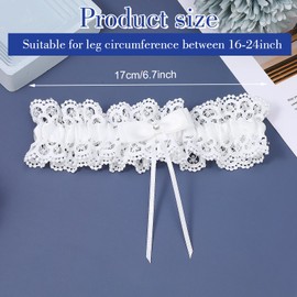 PEOVLVN Wedding Garter for Bride, White Garter Elastic Lace Garter Bridal Garter for Women Girls Wedding Accessories Valentines Day Gifts