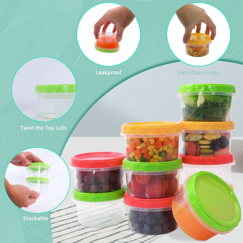 ENHYIVE 15 Pack Small Plastic Containers with Lids, 8 Oz