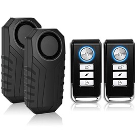 USUPERINK 2 Set Wireless Bike Alarm with Remote, Anti-Theft Bicycle Motorcycle Alarm Wireless Security Vibration Motion Sensor Alarm, IP55 Waterproof Super Loud 113dB Alarm…