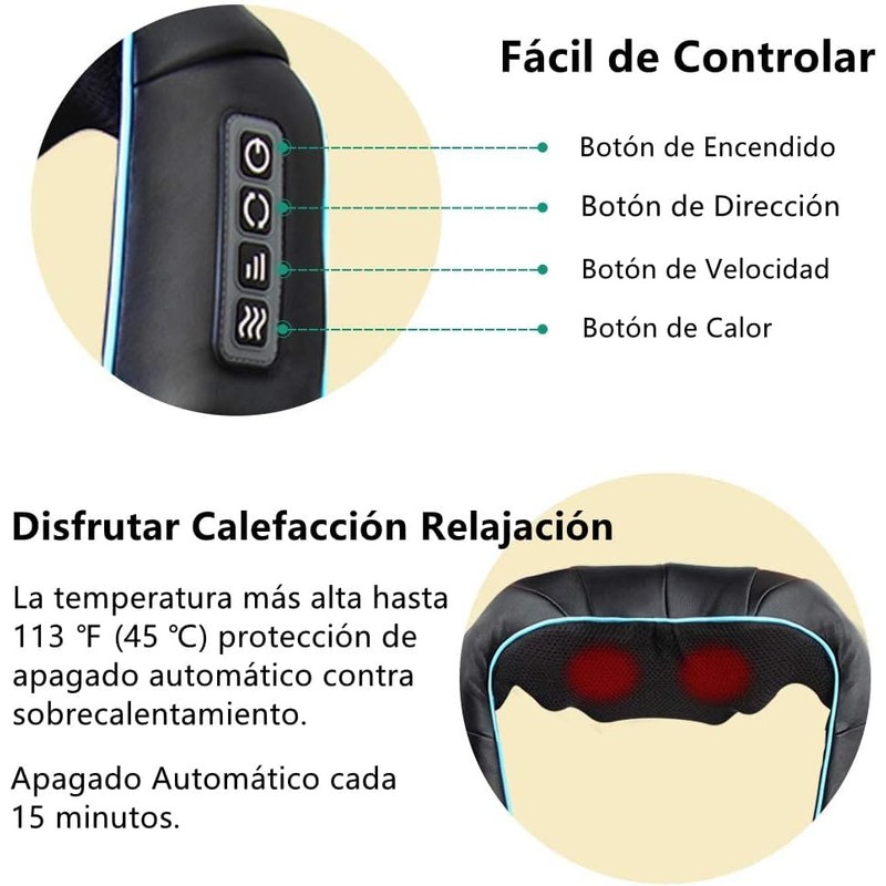 Masajeador Shiatsu para Cuello y Espalda con Calor y 8